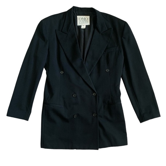 Omo Norma Kamali Wool Double Breasted Long Peacoat Blazer Size 10 - Picture 1 of 10